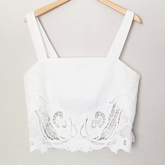 NEW Rag & Bone Clem Eyelet Embroidered Trim 100% Cotton Tank White $198 Sheer - Picture 6 of 16
